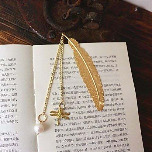 NING234 Handmade/Feather/Bookmark/Pearl/Strontium/Pure Copper/Gold/Metallic