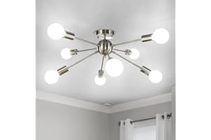 ‎LYNPON LynPon Modern Sputnik Deckenleuchte Nickel Kronleuchter 8-Licht Mid Century Leuchte für Wohnzimmer Schlafzimmer Küche Bar Restaurant