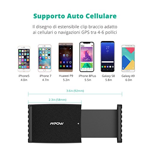 Mpow Supporto Auto Smartphone CD Slot Car Mount, Supporto Cellulare Universale, Un-Tocco Porta Cellular Auto per iPhone 8/iphone X/7/7Plus/6s/6/6s Plus/6 Plus, Samsung S8/S7/S6/Edge, LG G5, Nexus 5x/6
