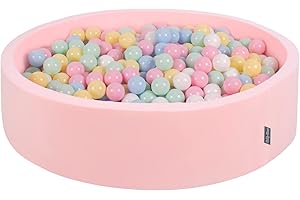 KiddyMoon Piscina De Bolas 120X30cm/300 Bolas Redondo Grande para Ninos,Hecha En La UE, Rosa: Azul Pastel/Amarillo Pastel/Blanco/Menta/Rosa Claro