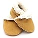 Soft suede baby slippers for boys or girls by Dotty Fish with Suede Soles. Tan - 6-12 months