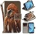 Produktbild CLM-Tech Hülle für Samsung Galaxy J5 (2017) DUOS Wallet Case Tasche Kunstleder - Handy Schutzhülle mit Standfunktion Kartenfach und Handschlaufe Flip Cover -Bookstyle Flipcase Eule mehrfarbig braun grau