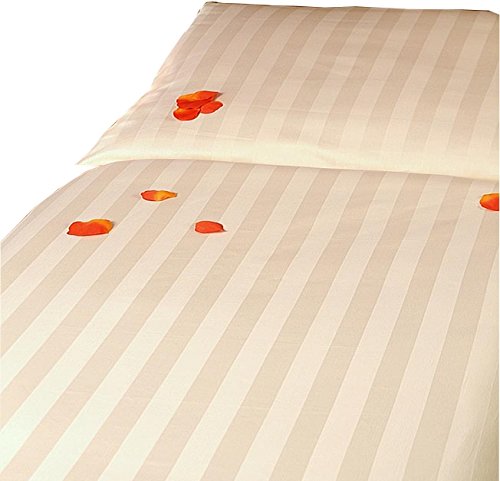 Damast Hotel-Bettwäsche, 100% Baumwolle, 200x220 cm, creme einfarbig