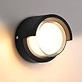 Long Life Lamp Company Round LED Wall Light Outdoor IP54 Opal Diffuser Warm White 12w Modern Black Wall Sconce ZLC361B