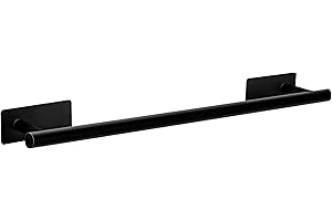 SPETEBO Metalowy wieszak na ręczniki, bez wiercenia, 50 cm, czarny, matowy, stal nierdzewna, uchwyt ścienny na ręcznik kąpielowy, samoprzylepny, do łazienki, kuchni, pralni