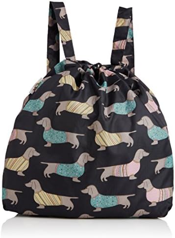 Re-Uz Ultra Light Trendy Fashionable Funky Folding Waterproof Gym Swim Shopping Backpack Daypack Rucksack - Sausage Dog