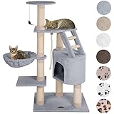 Happypet Katzen Kratzbaum Kletterbaum Kratzmöbel Natursisal Mittelhoch 120 x 85 x 60 cm Grau