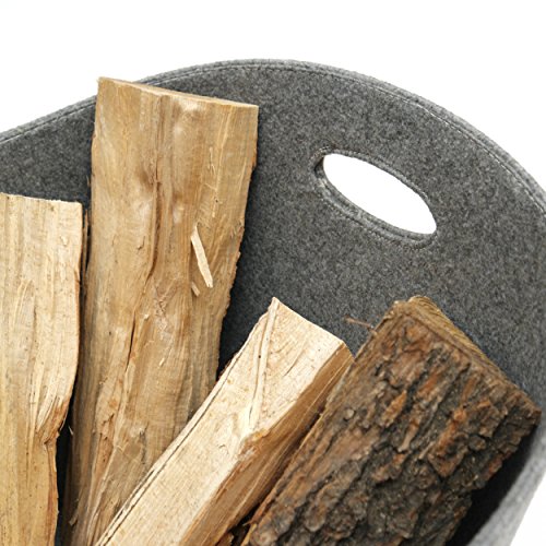 raik SH100643 Holzkorb, Filzkorb Grau, XL - 5
