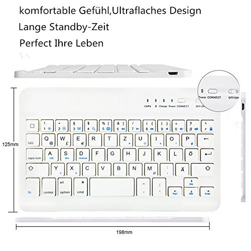 iPad mini Deutsche Bluetooth Tastatur, COO Schutzhülle-Tastatur für Apple iPad mini 123, 3in1 Tastatur gilt für IOS, Android, windows System, auch Smart cover mit automatischer Wake/sleep Funktion und Multi-Angle Ständer. - 4