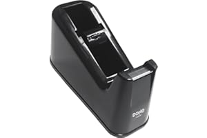 Dohe - Dispensador de Cinta Adhesiva de 19 mm x 33 m - Materiales resistentes, Cuchilla de Corte Fácil, Base Antideslizante - Material de oficina - Negro