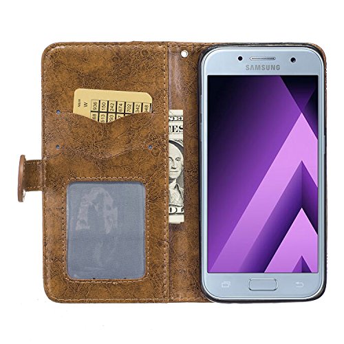 PU für Samsung Galaxy A5 (2017) Hülle Lederhülle Flip Wallet Cover PU + TPU Tasche PU Schutz Etui Schale Schutzhülle Für (Samsung Galaxy A5 (2017) mit Magnetverschluss Magnetic Flip Bookstyle Multi-Function Protektiv Kunstleder (+Staubstecker) - 5