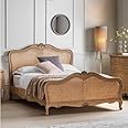 Quick Artsy Solid Mango Wooden King Size Bed with Rattan Headboard & Without Storage for Bedroom, Hotel & Home, Natural Finish Crafted with Intricate Cane Detailing.
