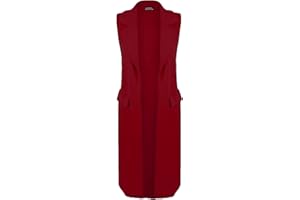 ZEE FASHION New Ladies Womens Sleeveless Long Waistcoat Open Front Stylish Crepe Pocket Jacket Coat PLUS SIZE