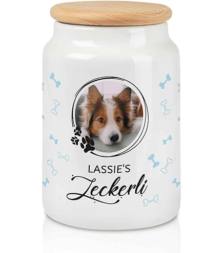 Keramik-Leckerlidose Für Hunde Personalisierbar – Mit Namen Und Hunderassen-Motiv, 650ml