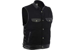 SOA Biker Side Lace Jeans väst med läderkant för män
