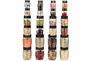 Cello Clario Plastic Storage Container, Set of 24, (8 Pcs - 300 ml, 8 Pcs 650 ml, 8 Pcs - 1200 ml), Clear