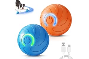 ComedyKing 2025 New Jouet Chien Interactif, Active Moving Pet Plush Toy, Jouet de Balle Rebondissante pour Chiens, Balle Interactive Chien, Jouet Amusant Parlant et Répétitif (Bleu+Orange)