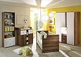 Babyzimmer Kinderzimmer komplett Set WIKI 2 in Walnuss / Weiß – Babymöbel Komplettset mit grossem Kleiderschrank (1 Spiegeltür), Babybett, Lattenrost, Wickelkommode mit Wickelaufsatz und Standregal - 6