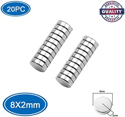 Neodymium Magnets, MEAMOR 20pcs 8MM x 2MM N52 Multi-Use Magnets, DYI, Fridge, Home &amp; Office, Whiteboard, Crafts, School Classroom Magnets (20pcs 8MM x2MM)