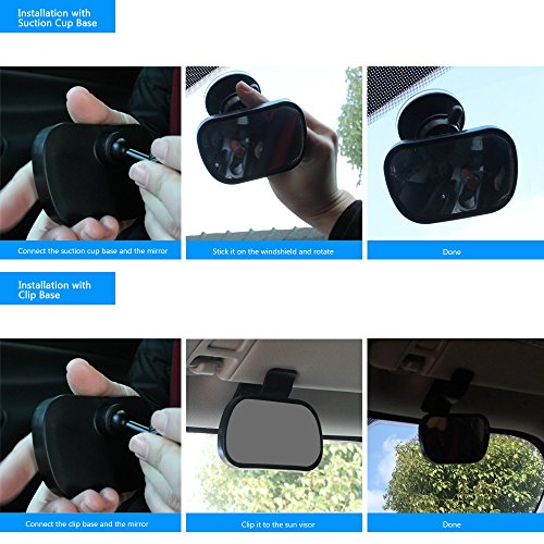 KKmoon Einstellbare Auto Baby Ansicht hinten Sitz Baby Sicherheit konvexe Spiegel mit Saugnäpfen Cup/Clip-Basis - 7