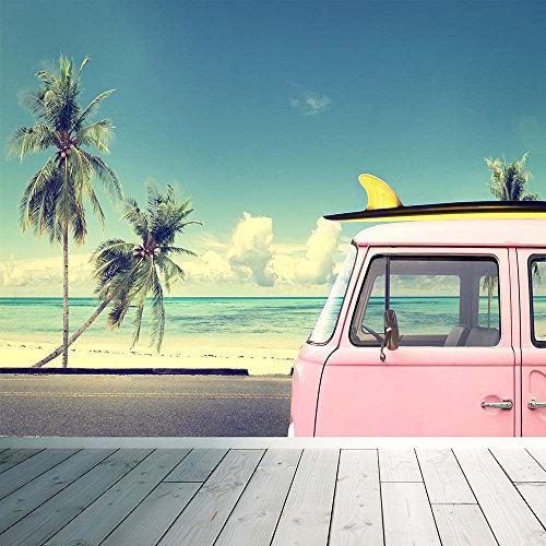VW Surf Camper Van Karte Wand Wandbild Foto Tapete Strand Palmen Vintage, XX Large 3000mm x 2400mm