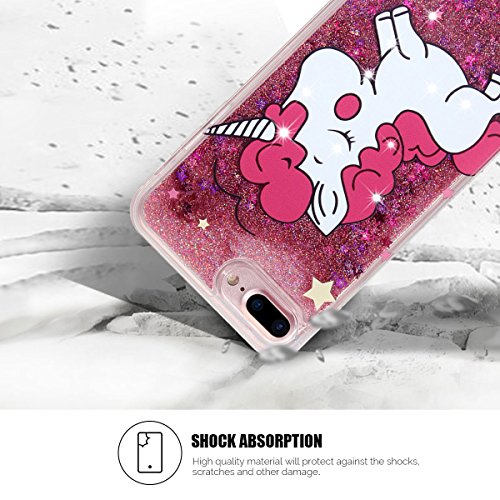 Funda iPhone 7 Plus   iPhone 8 Plus  Carcasa iPhone 7 Plus Funda Transparente Bumper Glitter Sparkle L  quido Quicksand Silicona Funda Din  mico Sparkle Estrellas Cubierta Goma Flexible Bling Bling Suave Gel Protectora Carcasa Caso  Shock-Absorci  n   Anti-ara  azos  para iPhone 7 Plus   iPhone 8 Plus  5 5 pulgadas  - Unicornio
