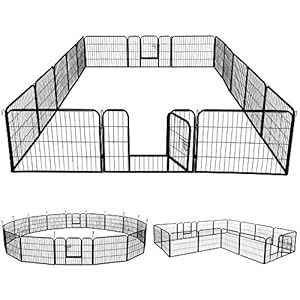 Yaheetech 16 Piezas 80 x 60 cm Vallas para Perros Parque Corral Plegable de Mascota Parque Jaula de Perros