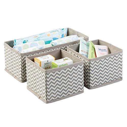 InterDesign 04301EU Chevron Weicher Aufbewahrungskasten, 3-teiliger Accessoire-Organizer, taupe / naturfarben - 6