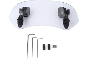 WANDISY Motorcycle Windshield, Wind Deflector Adjustable Clips Universal Windscreen Wind Deflector Windshield Spoiler for Motorbike Modified Accessories(Transparent)