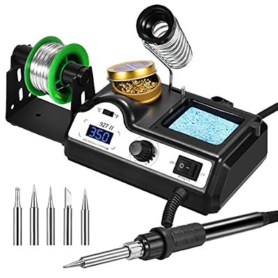 Preciva Station de Souder Professionnel, 60W Fer à Souder Kit Numérique Temperature Constante, 90~480℃ Réglable avec Fonction de Sommeil, Pannes à Souder, Fils à Souder, etc.℉/℃