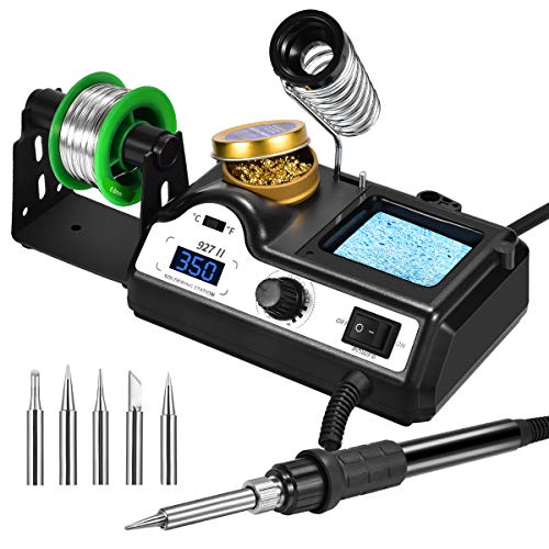 Preciva Station de Souder Professionnel, 60W Fer à Souder Kit Numérique Temperature Constante, 90~480? Réglable avec Fonction de Sommeil, Pannes à Souder, Fils à Souder, etc.?/?