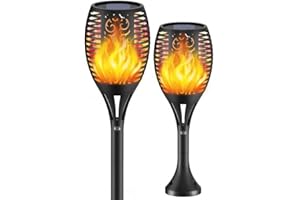 gabless Lampe Solaire Exterieur, Lumière Solaire de Torche Lampe 96LED, Lumiere Solaire Exterieur de Flammes, Lampe Solaire Exterieur Jardin IP65 Imperméable Lampe Solaire Exterieur Jardin