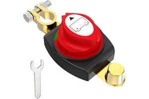 CTRUILA Top Post Battery Disconnect Switch with Wrench 12V-48V Battery Kill Switch Negative On/Off Battery Power Cut Master Switch Disconnect Isolator for Car, Marine, Boat, RV