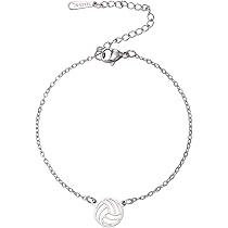 TEAMER Bracciale Pallavolo Regolabile Con Ciondolo – Doppia Catena In Acciaio Inox – Gioiello Sportivo Per Atlete E Appassionate