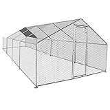 IDMarket - Enclos poulailler 24M² Parc grillagé 8X3M Acier galvanisé