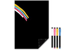 THE MAGNET SHOP TMS Lavagna magnetica da frigorifero A4 | foglio magnetico cancellabile a secco con penne a gesso colorate, lavagna nera | Bacheca da cucina per appunti note e preparazione dei pasti [30 x 21 cm]
