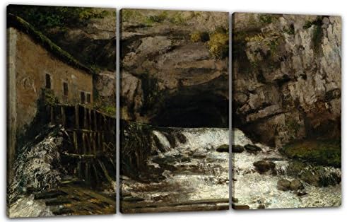 Gustave Courbet - The Source of the Loue (1864), 120 x 80 cm (3 x 40x80cm) (more sizes available), Canvas print stretched and framed on a solid wood frame and ready to hang. Hand made high definition print on premium quality canvas.