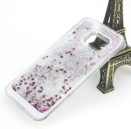 Tailcas® Bling Stars Quicksand Case Cover for Samsung Galaxy S6 edge G9250, Glitter Shiny Stars Flowing Liquid Anti Scratch Transparent Clear Protective Cover Shell Hard Case for Samsung Galaxy S6 edge G9250 (Silver)