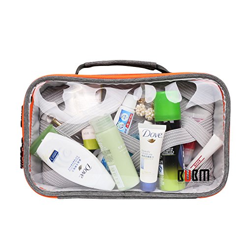 BUBM Rechteck Transparente Klare Reisetasche Organisator Handtasche Tasche für Elektronisches Zubehör (Grau, zwei Schichte) - 5