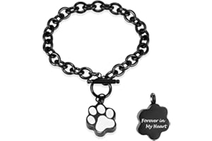 Minicremation Gioielli per cremazione con impronta di zampa di cane per ceneri Memoriale Urna Bangle per animali domestici in acciaio inox urna braccialetto porta ceneri