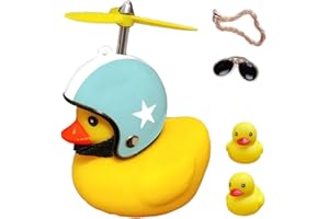 ACEDOAMARE Duck Bike Bell, Cute Rubber Yellow Duck Bicycle Accessories with LED Light Propeller Helmet Squeeze Horns for Cycling Motorcycle Car Handlebar Bicycle