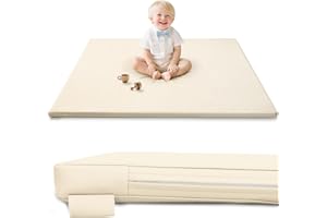 JungleDove Baby Foam Play Mat Indoor: PU Leather 121x121 cm Toddler Padded Play Mat for Playpen - Thick Waterproof Kids Playmat Baby Gym for Crawling