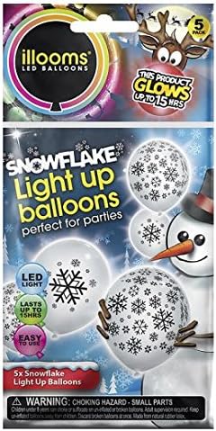 Illoom LED Light Up Balloons 5 Pack Snowflake