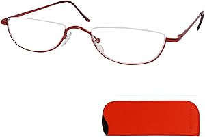 Mini Brille Metalowe okulary do czytania z półksiężycem, oprawka ze stali nierdzewnej z zawiasem sprężynowym, czytelnicy dla mężczyzn i kobiet
