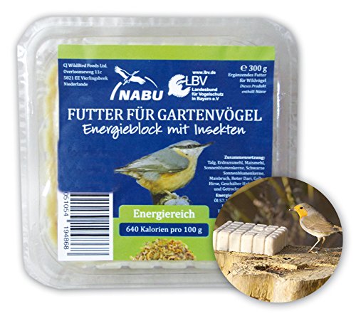 CJ Wildlife 103550715 Energieblock mit Insekten 300 g für Wildvögel - empfohlen vom NABU und dem LBV