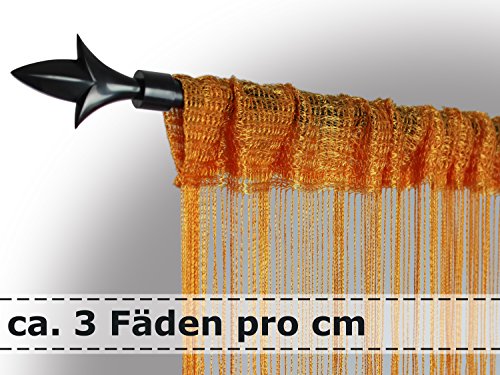 Filigraner Fadenvorhang – Wohndekoration in modernem Design – eleganter Store in 4 verschiedenen Unifarben – mit einer Stoffbreite von ca. 90 cm und einer Stoffhöhe von 220 cm, terra - 7
