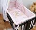 LARGE PADDED CRIB BUMPER 260 cm LONG TO FIT REGULAR CRIB / CRADLE 90x40 cm - ON LADDERS PINK