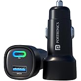 Portronics Car Power 30 Dual Output Fast Car Charger with 30W Type-C PD & 30W USB, LED Indicator, Charging Adapter Compatible