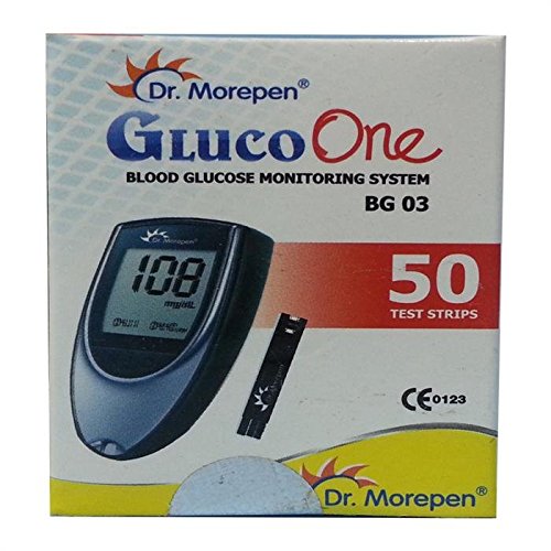 Dr. Morepen BG-03 Blood Glucose Test Strips, 50 Strips (Black/White)(Only Strips, No Glucometer)