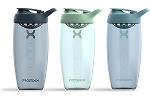 Promixx PURSUIT Protein Shaker Bottle 3-Pack – Premium Sports Shaker Bottles for Protein Mixes and Supplement Shakes – Midnight Blue, Seagrass Green, Ocean Calm Blue, 700ml